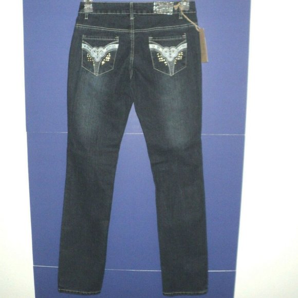 New Twelve K Jeans Size 5 Dark Rinse Embellished - Picture 3 of 5